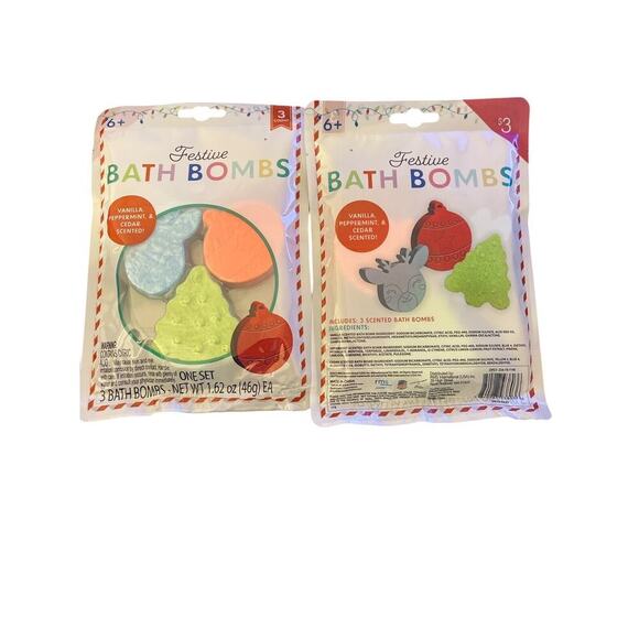 Festive Bath Bombs - Vanilla, Peppermint, Cedar Scented 2 packages - Picture 1 of 2